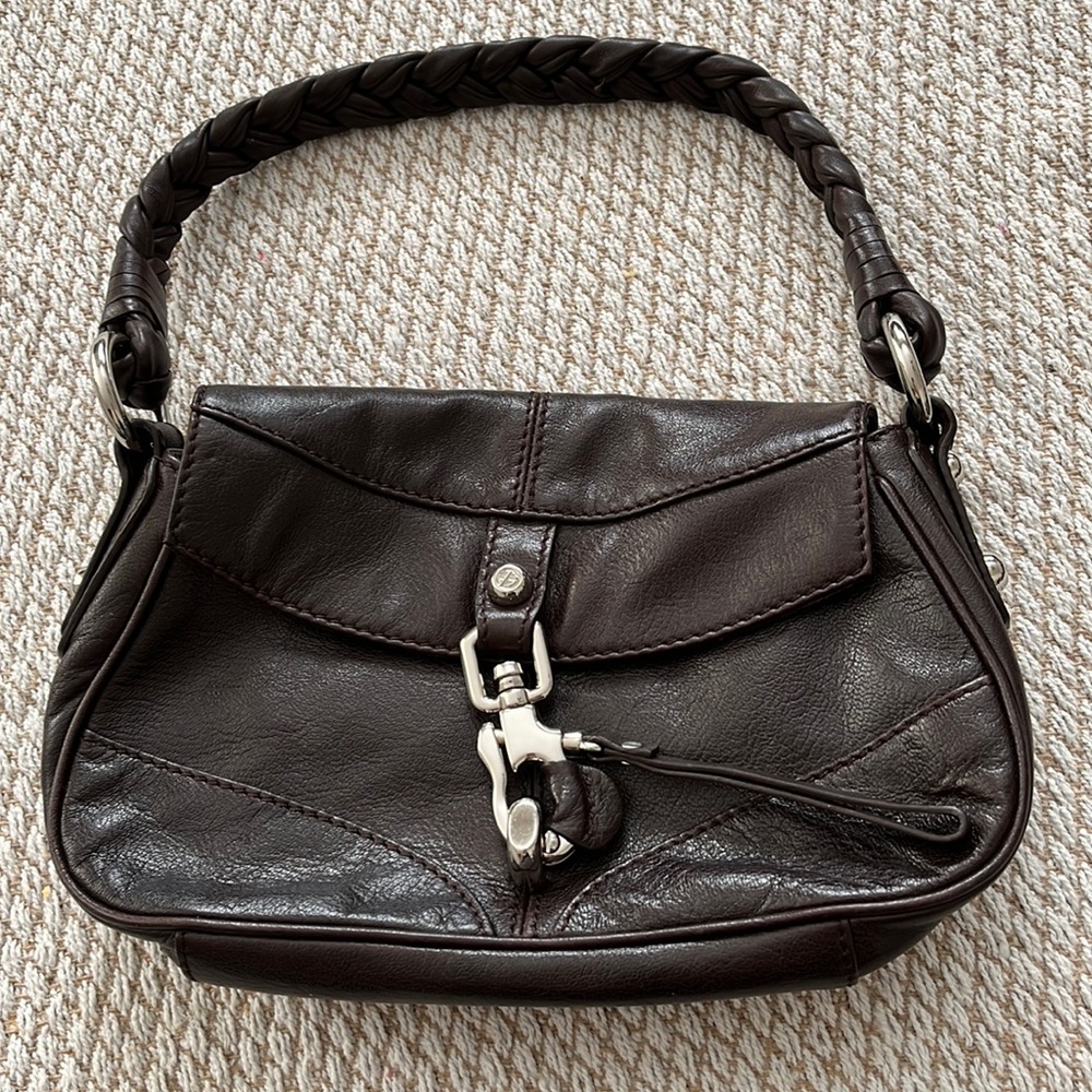 Francesco Biasia dark brown leather shoulder bag